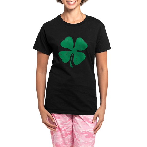 CafePress - St. Patrick's Day Lucky Clover Women's Dark Pajama - Women's Short Sleeve Print T-Shirt and Pants Dark Cotton Pajama Set
