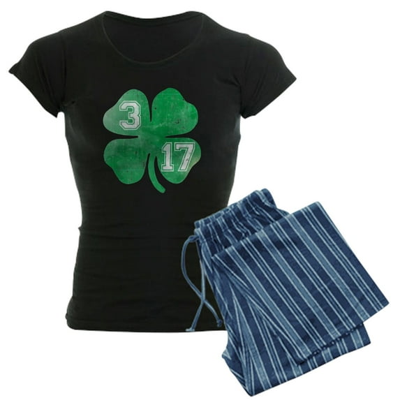 CafePress - St Patricks Day 3/17 Shamrock Women's Dark Pajamas - Women's Short Sleeve Print T-Shirt and Pants Dark Cotton Pajama Set