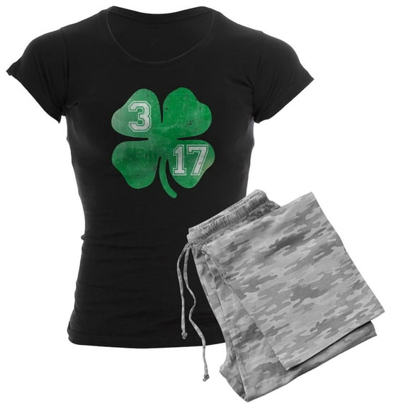 CafePress - St Patricks Day 3/17 Shamrock Women's Dark Pajamas - Women's Short Sleeve Print T-Shirt and Pants Dark Cotton Pajama Set