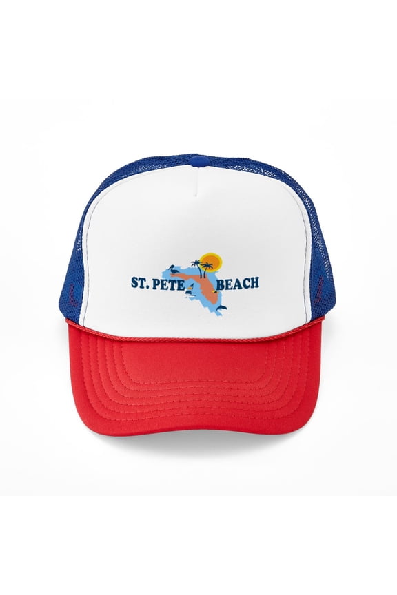 - St. Pete Beach Map Design. - Adjustable Unisex Printed Trucker Hat with Mesh Back