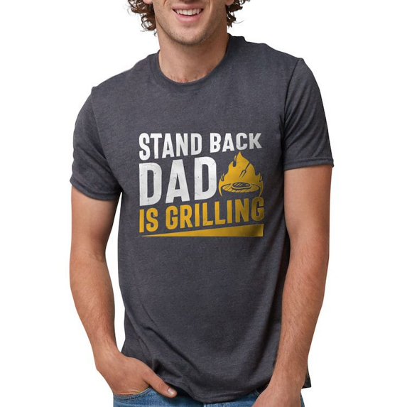 CafePress - Stand Back Dad Is Grilling Men's Deluxe T Shirt - Mens Tri-blend T-Shirt