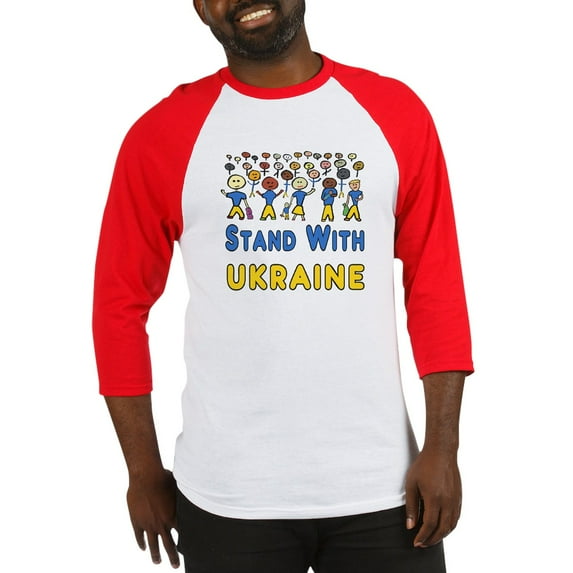 CafePress - Stand With Ukraine Baseball Jersey - Cotton Baseball Jersey, 3/4 Raglan Sleeve Shirt