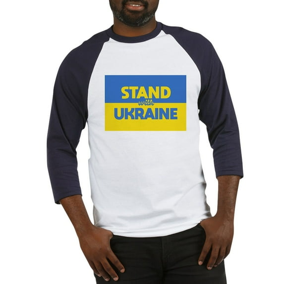 CafePress - Stand With Ukraine Baseball Jersey - Cotton Baseball Jersey, 3/4 Raglan Sleeve Shirt