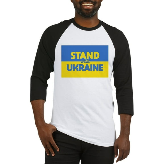 CafePress - Stand With Ukraine Baseball Jersey - Cotton Baseball Jersey, 3/4 Raglan Sleeve Shirt