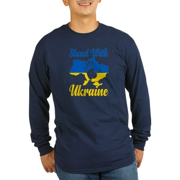 CafePress - Stand With Ukraine Long Sleeve T Shirt - Long Sleeve Dark T-Shirt