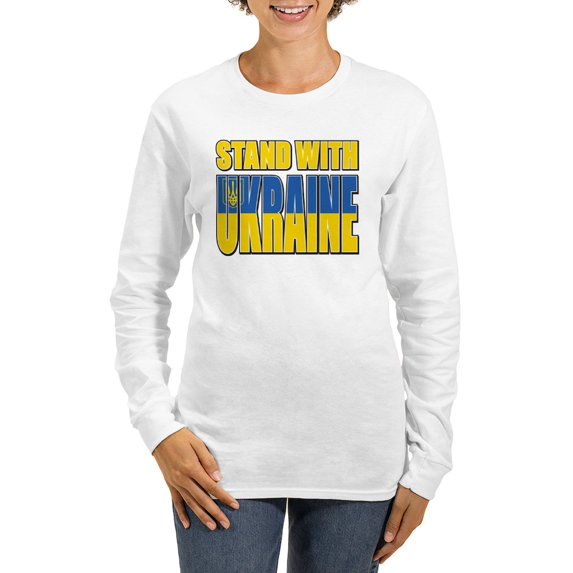 CafePress - Stand With Ukraine Long Sleeve T Shirt - Women's Long Sleeve Graphic Casual T-Shirt