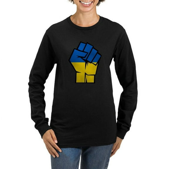 CafePress - Stand With Ukraine Long Sleeve T Shirt - Women's Long Sleeve Graphic Tee Casual Fit