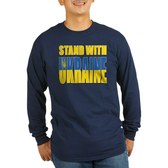 CafePress - Stand With Ukraine Men's Long Sleeve T Shirt - Long Sleeve Dark T-Shirt