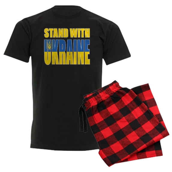 CafePress - Stand With Ukraine Pajamas - Men's Dark Loose Fit Cotton Pajama Set