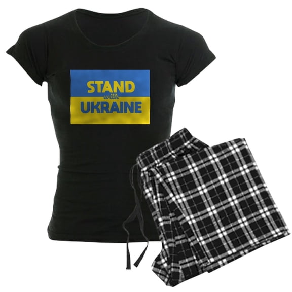 CafePress - Stand With Ukraine Pajamas - Women's Short Sleeve Print T-Shirt and Pants Dark Cotton Pajama Set