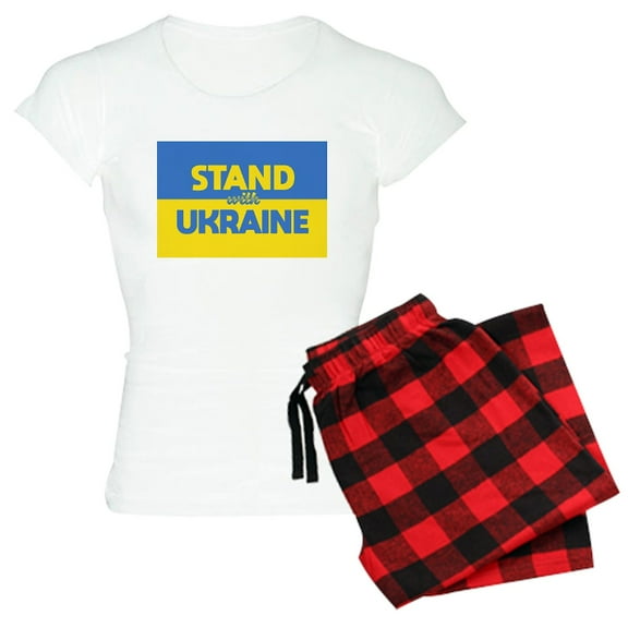 CafePress - Stand With Ukraine Pajamas - Women's Short Sleeve Print T-Shirt and Pants Light Cotton Pajama Set