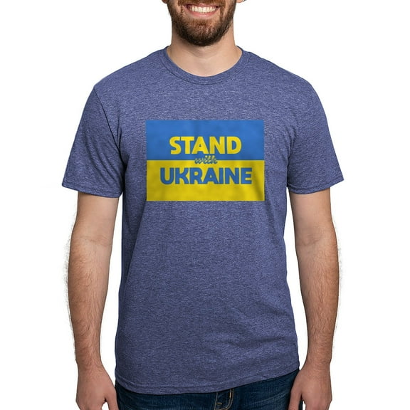 CafePress - Stand With Ukraine T Shirt - Mens Tri-blend T-Shirt