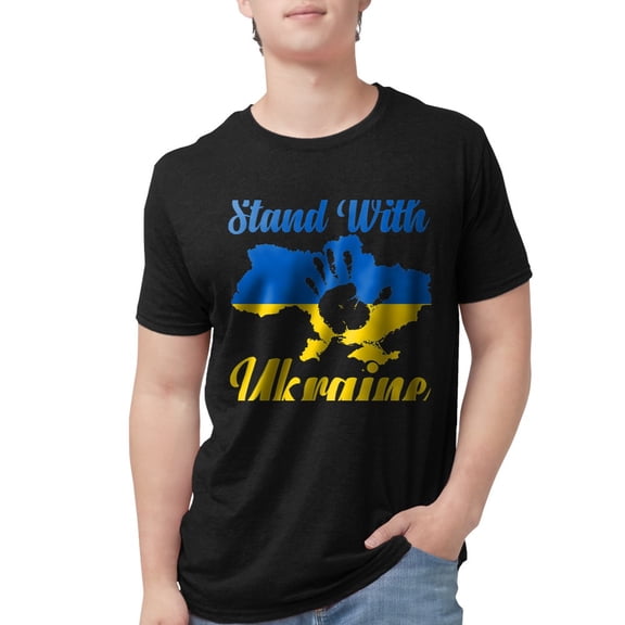 CafePress - Stand With Ukraine T Shirt - Mens Tri-blend T-Shirt
