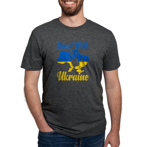 CafePress - Stand With Ukraine T Shirt - Mens Tri-blend T-Shirt