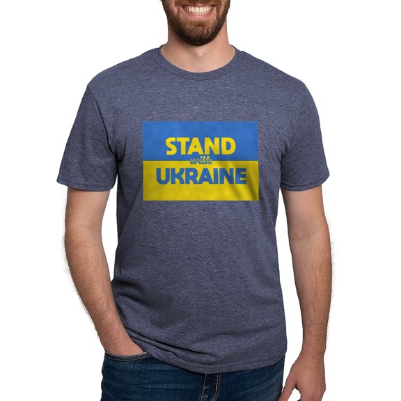 CafePress - Stand With Ukraine T Shirt - Mens Tri-blend T-Shirt