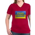 thumbnail image 1 of CafePress - Stand With Ukraine T Shirt - Women's V-Neck Dark T-Shirt, 1 of 1