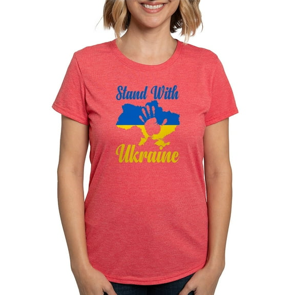 CafePress - Stand With Ukraine T Shirt - Womens Tri-blend T-Shirt
