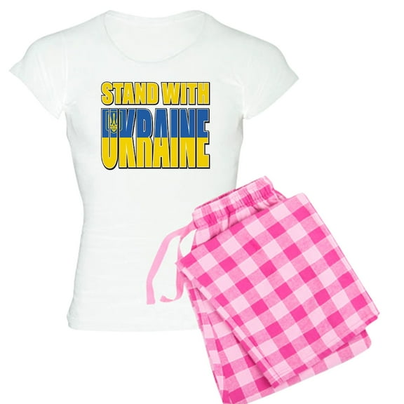 CafePress - Stand With Ukraine - Women's Short Sleeve Print T-Shirt and Pants Light Cotton Pajama Set