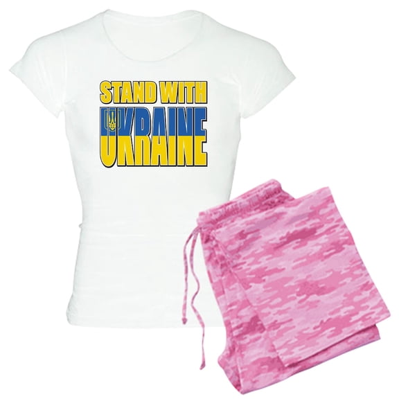 CafePress - Stand With Ukraine - Women's Short Sleeve Print T-Shirt and Pants Light Cotton Pajama Set