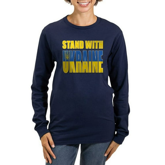 CafePress - Stand With Ukraine Women's Long Sleeve T Shirt - Women's Long Sleeve Graphic Tee Casual Fit