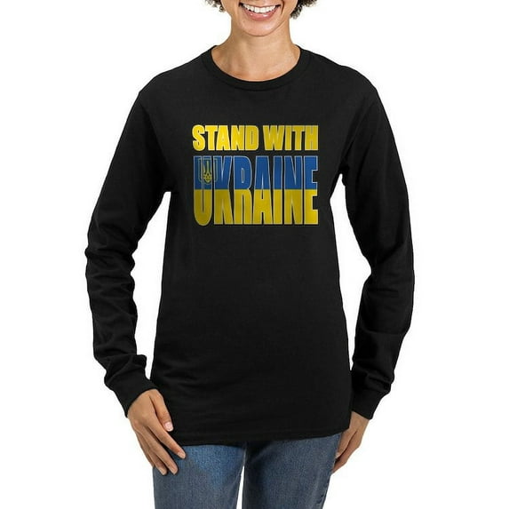 CafePress - Stand With Ukraine Women's Long Sleeve T Shirt - Women's Long Sleeve Graphic Tee Casual Fit