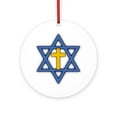 thumbnail image 1 of CafePress - Star Of David With Cross -  Round Wood Ornament 4", 1 of 2