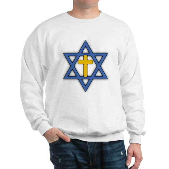 CafePress - Star Of David With Cross Sweatshirt - Crew Neck Sweatshirt