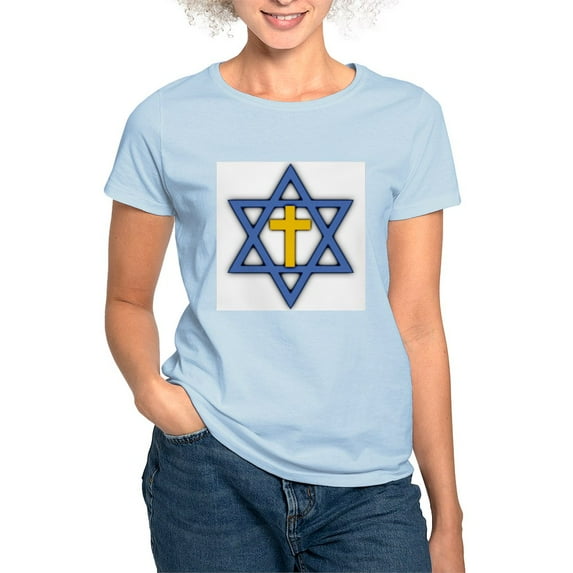 CafePress - Star Of David With Cross Women's Light T Shirt - Women's Classic T-Shirt