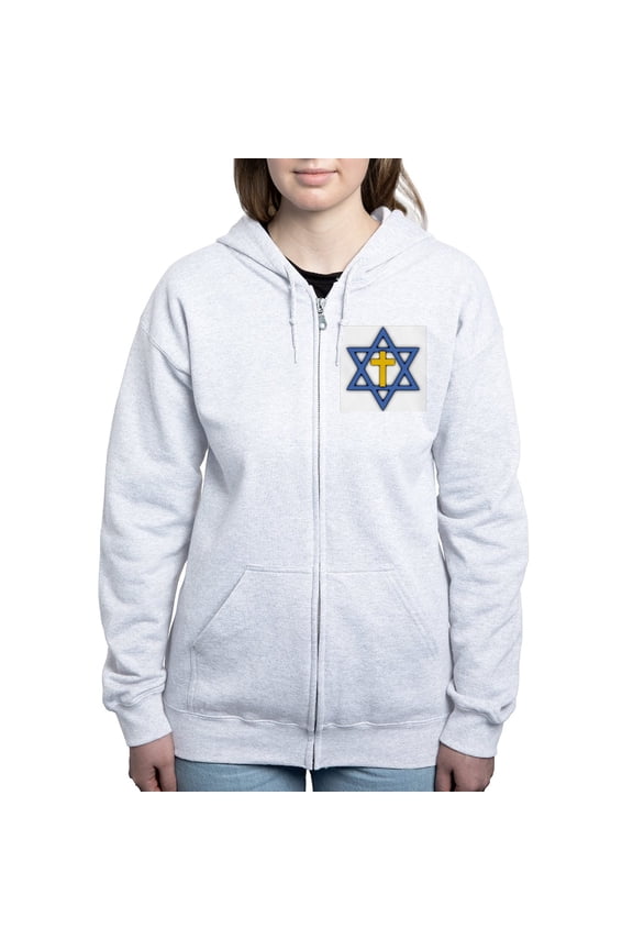 - Star Of David With Cross - Women's Zip Hoodie