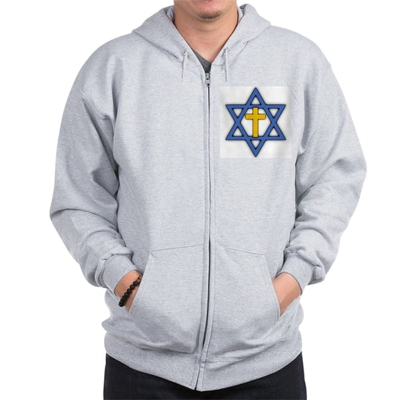 CafePress - Star Of David With Cross Zip Hoodie - Zip Hoodie, Classic Hooded Sweatshirt with Metal Zipper