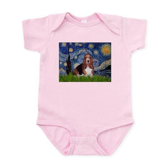 CafePress - Starry / Basset Hound Infant Bodysuit - Baby Light Bodysuit, Size Newborn - 24 Months