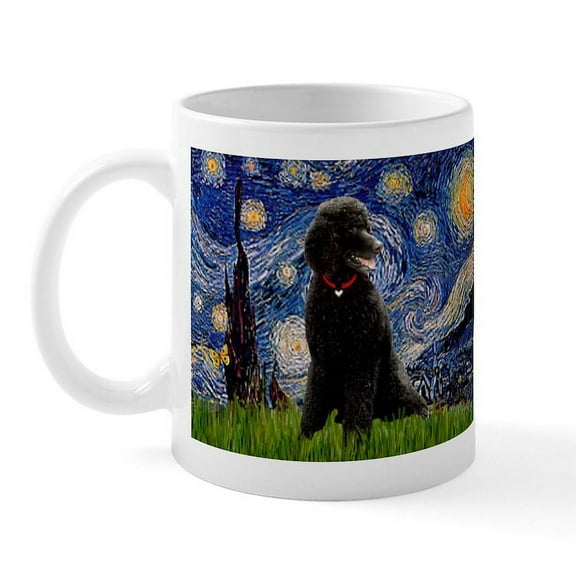 CafePress - Starry Night Black Poodle Mug - 11 oz Ceramic Mug - Novelty Coffee Tea Cup