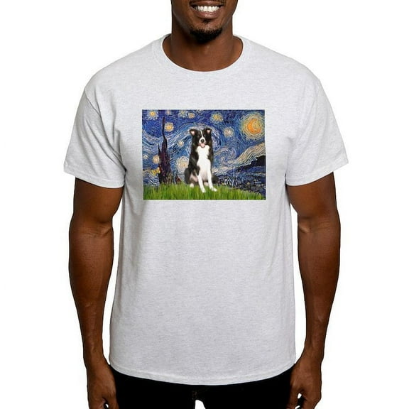 CafePress - Starry Night Border Collie Light T Shirt - Men's Classic Graphic T-Shirt