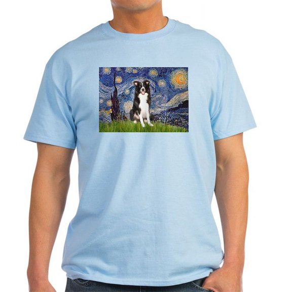 CafePress - Starry Night Border Collie Light T Shirt - Men's Classic Graphic T-Shirt