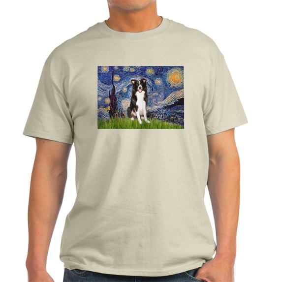 CafePress - Starry Night Border Collie Light T Shirt - Men's Classic Graphic T-Shirt