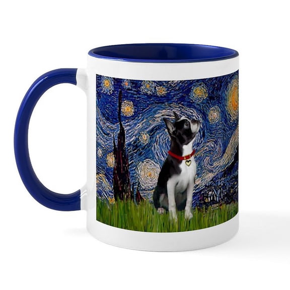 CafePress - Starry Night & Boston Mug - 11 oz Ceramic Mug - Novelty Coffee Tea Cup