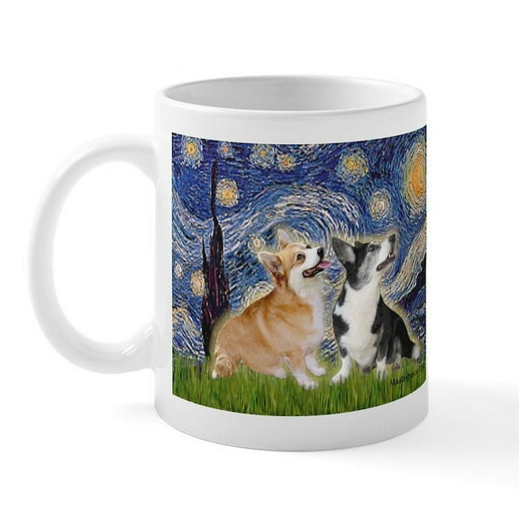 CafePress - Starry Night / Corgi Pair Mug - 11 oz Ceramic Mug - Novelty Coffee Tea Cup