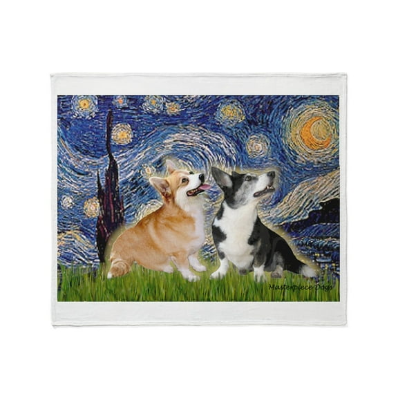 CafePress - Starry Night / Corgi Pair Throw Blanket - Soft Fleece Throw Blanket, 50"x60" for All Ages