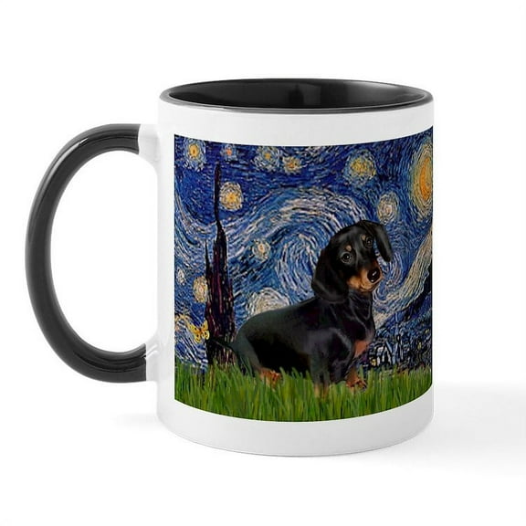 CafePress - Starry Night Dachshund Mug - 11 oz Ceramic Mug - Novelty Coffee Tea Cup