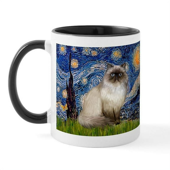 CafePress - Starry Night Himalayan Cat Mug - 11 oz Ceramic Mug - Novelty Coffee Tea Cup