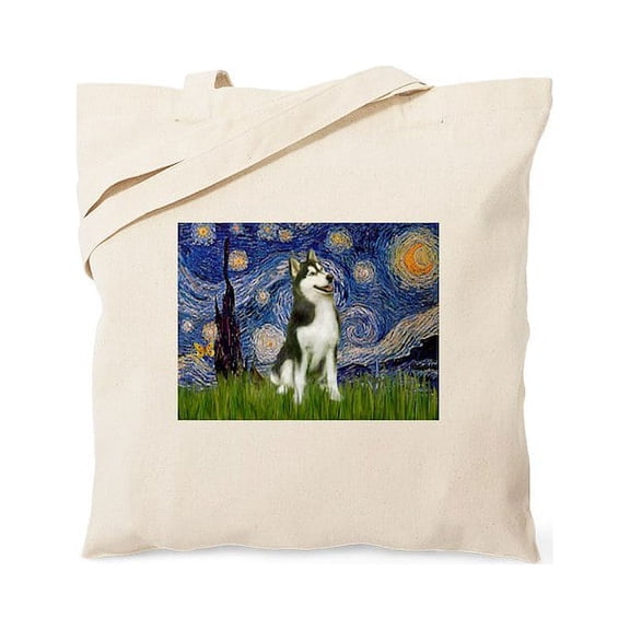 CafePress - Starry Night & Husky Tote Bag - Unisex Canvas Tote Bag, Beige, 1-Piece