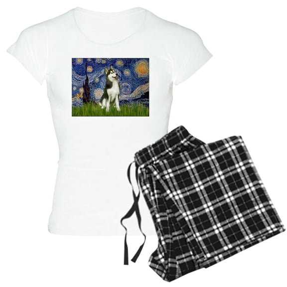 CafePress - Starry Night & Husky - Women's Light Pajamas