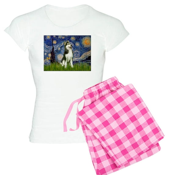 CafePress - Starry Night & Husky - Women's Light Pajamas