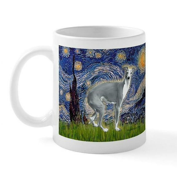 CafePress - Starry Night/Italian Greyhoun Mug - 11 oz Ceramic Mug - Novelty Coffee Tea Cup