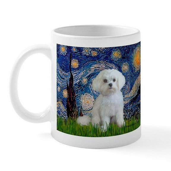 CafePress - Starry Night / Maltese Mug - 11 oz Ceramic Mug - Novelty Coffee Tea Cup