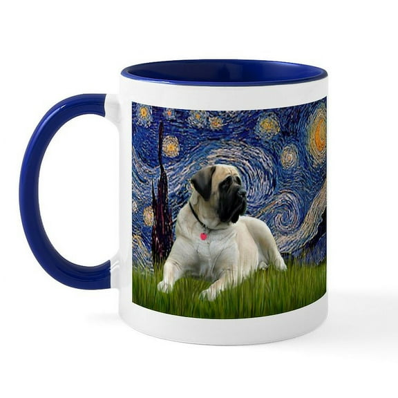 CafePress - Starry Night Mastiff Mug - 11 oz Ceramic Mug - Novelty Coffee Tea Cup