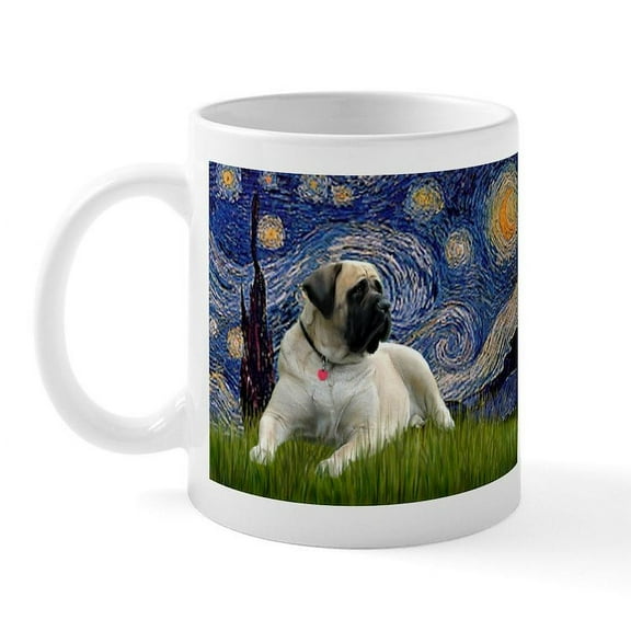 CafePress - Starry Night Mastiff Mug - 11 oz Ceramic Mug - Novelty Coffee Tea Cup