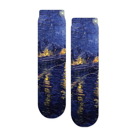 CafePress - Starry Night Over The Rhone Vincent Van Gogh - Unisex Novelty Printed Crew Adult Socks
