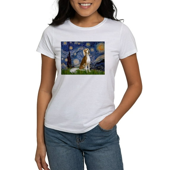 CafePress - Starry Night & Saluki Women's T Shirt - Women's Classic T-Shirt