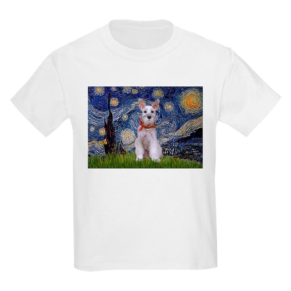 CafePress - Starry Night Schnauzer Kids Light T Shirt - Light T-Shirt Kids XS-XL